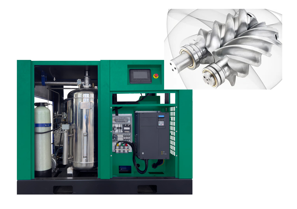 How does an oil free screw compressor work?
