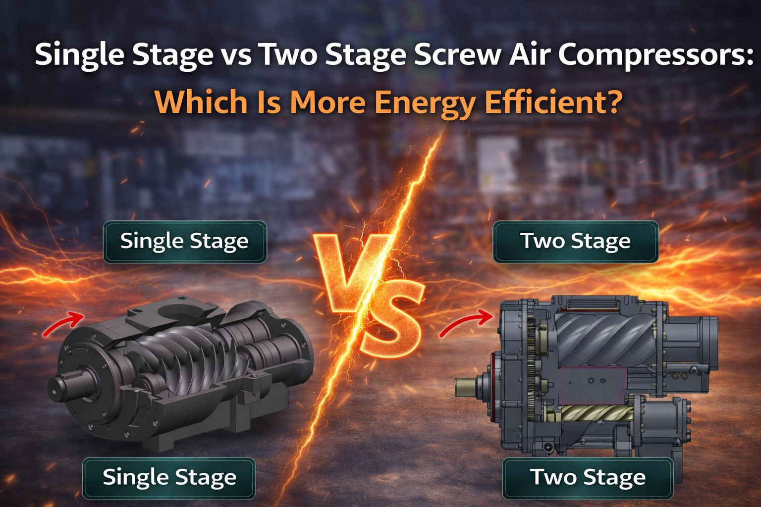 Одноступенчатый vs двухступенчатый винтовой компрессор: какой энергоэффективнее?